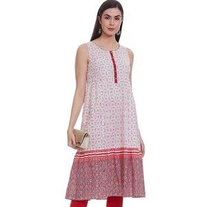 Aurelia Dress XXL Sleeveless Red White Pattern Indian Attire 100% Cotton